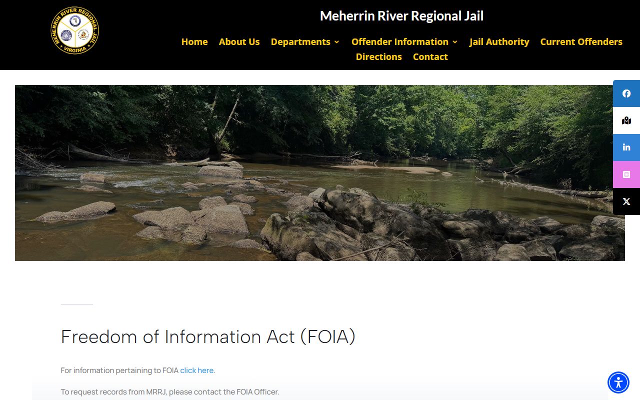 Dinwiddie County inmate population MRRJ FOIA records request page
